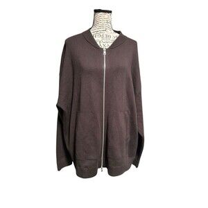 Zara Brown Womens Zipper Knit Cardigan Size XL Everyday Pockets Career Casual